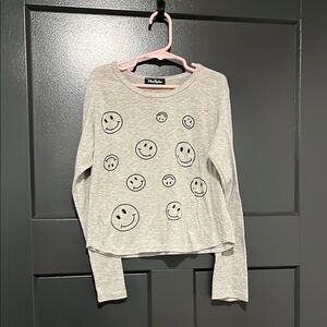 Miss Popular Gray Smiley Face Shirt
